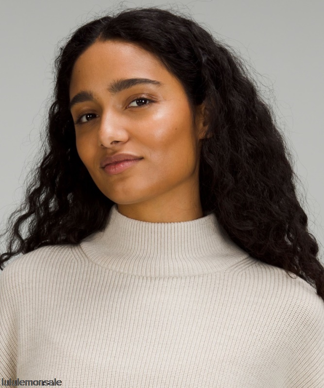 Lululemon Damen DELULU484 | Lululemon Deutschland Gerippter Rollkragenpullover Aus Einer Merinowollmischung In Naturelfenbein Meliert